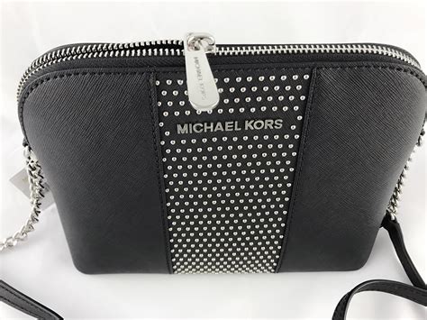 michael kors black leather purse with silver hardware|black Michael Kors purse crossbody.